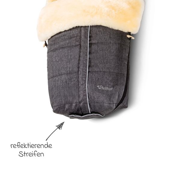 Fellhof Lammfell-Fußsack Aspen für Buggy, Sport- & Kinderwagen - Graphite Melange