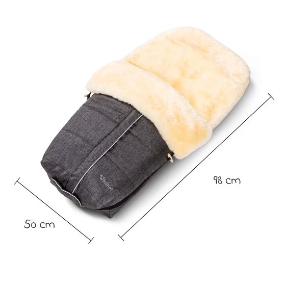 Fellhof Lammfell-Fußsack Aspen für Buggy, Sport- & Kinderwagen - Graphite Melange