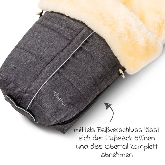 Fellhof Lammfell-Fußsack Aspen für Buggy, Sport- & Kinderwagen - Graphite Melange