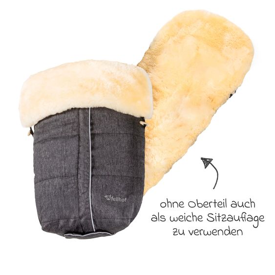 Fellhof Lammfell-Fußsack Aspen für Buggy, Sport- & Kinderwagen - Graphite Melange