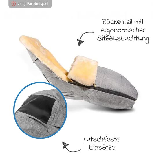 Fellhof Lammfell-Fußsack Aspen für Buggy, Sport- & Kinderwagen - Graphite Melange