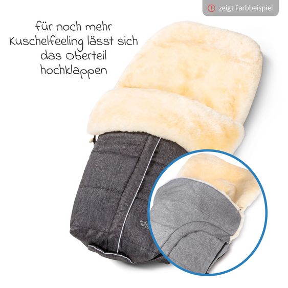 Fellhof Lammfell-Fußsack Aspen für Buggy, Sport- & Kinderwagen - Graphite Melange