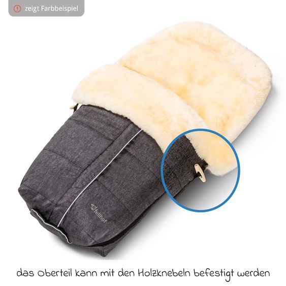 Fellhof Lammfell-Fußsack Aspen für Buggy, Sport- & Kinderwagen - Graphite Melange
