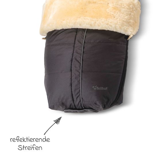 Fellhof Lammfell-Fußsack Aspen für Buggy, Sport- & Kinderwagen - Schwarz
