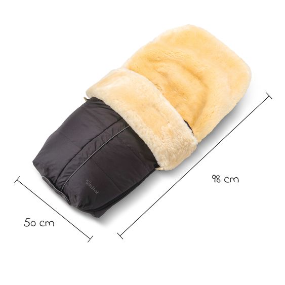 Fellhof Lammfell-Fußsack Aspen für Buggy, Sport- & Kinderwagen - Schwarz