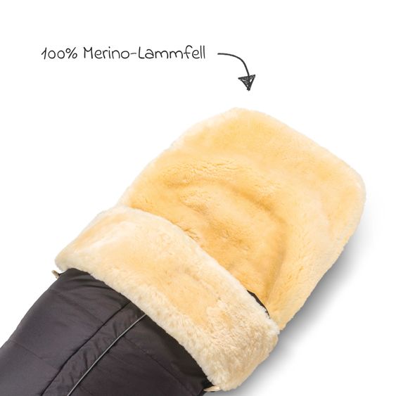 Fellhof Lammfell-Fußsack Aspen für Buggy, Sport- & Kinderwagen - Schwarz