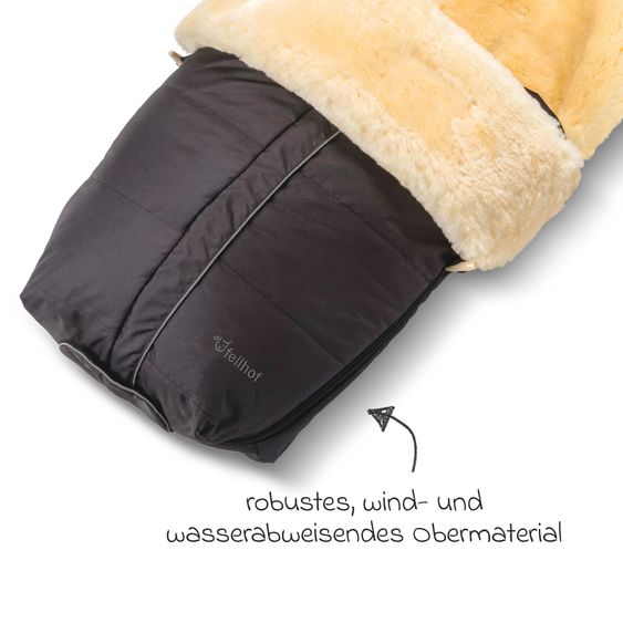 Fellhof Lammfell-Fußsack Aspen für Buggy, Sport- & Kinderwagen - Schwarz