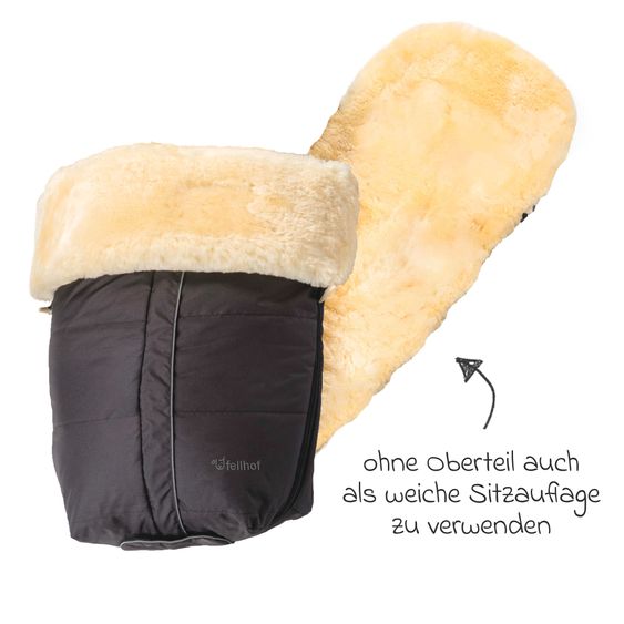 Fellhof Lammfell-Fußsack Aspen für Buggy, Sport- & Kinderwagen - Schwarz