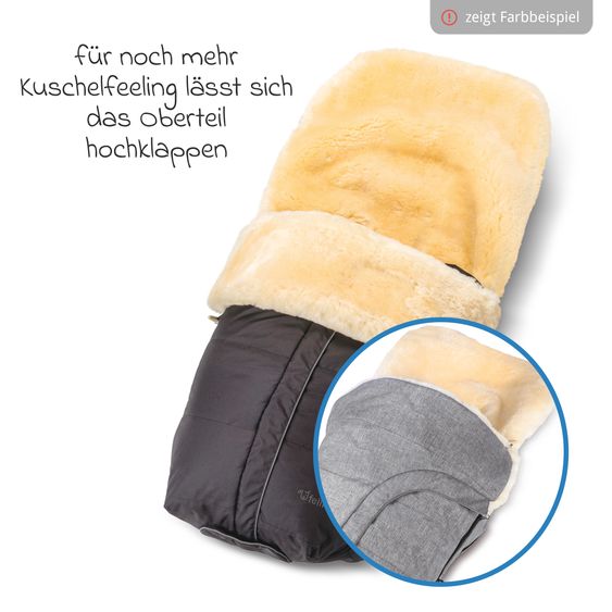 Fellhof Lammfell-Fußsack Aspen für Buggy, Sport- & Kinderwagen - Schwarz