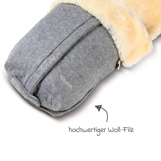 Fellhof Lammfell-Fußsack Cortina Filz für Kinderwagen & Buggy - Hellgrau