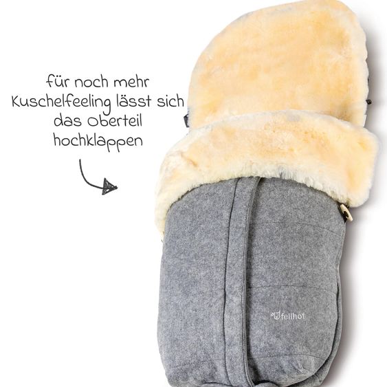 Fellhof Lammfell-Fußsack Cortina Filz für Kinderwagen & Buggy - Hellgrau