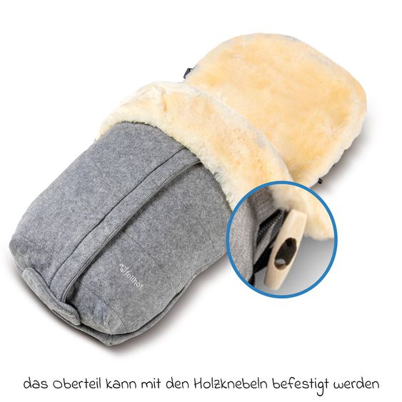 Fellhof Lammfell-Fußsack Cortina Filz für Kinderwagen & Buggy - Hellgrau