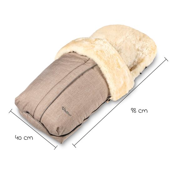 Fellhof Lammfell-Fußsack Cortina für Buggy, Sport- & Kinderwagen - Beige Melange