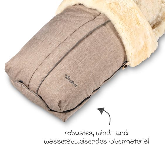 Fellhof Lammfell-Fußsack Cortina für Buggy, Sport- & Kinderwagen - Beige Melange