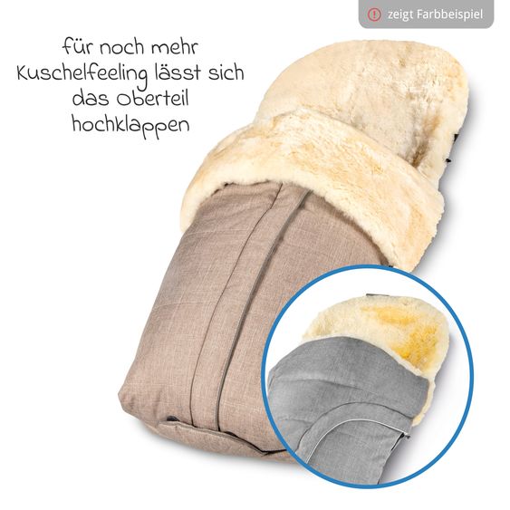 Fellhof Lammfell-Fußsack Cortina für Buggy, Sport- & Kinderwagen - Beige Melange