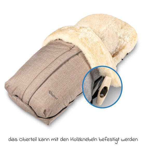 Fellhof Lammfell-Fußsack Cortina für Buggy, Sport- & Kinderwagen - Beige Melange