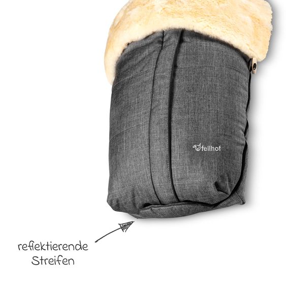 Fellhof Lammfell-Fußsack Cortina für Buggy, Sport- & Kinderwagen - Graphite Melange