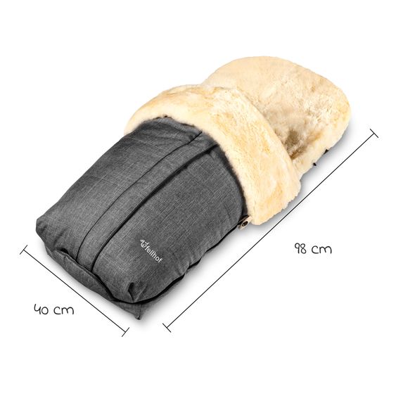 Fellhof Lammfell-Fußsack Cortina für Buggy, Sport- & Kinderwagen - Graphite Melange