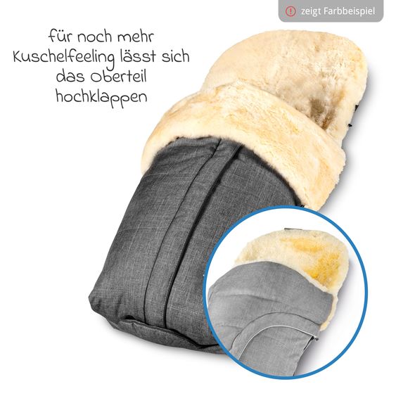 Fellhof Lammfell-Fußsack Cortina für Buggy, Sport- & Kinderwagen - Graphite Melange