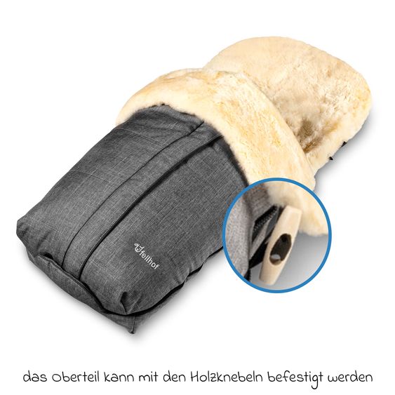 Fellhof Lammfell-Fußsack Cortina für Buggy, Sport- & Kinderwagen - Graphite Melange