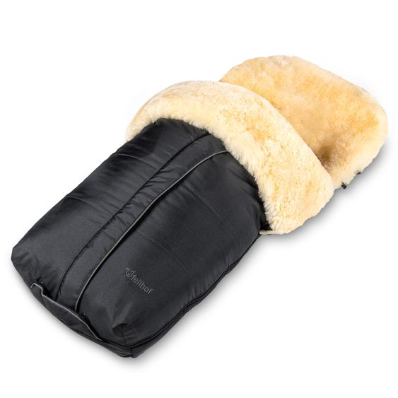 Fellhof Lammfell-Fußsack Cortina für Buggy, Sport- & Kinderwagen - Schwarz