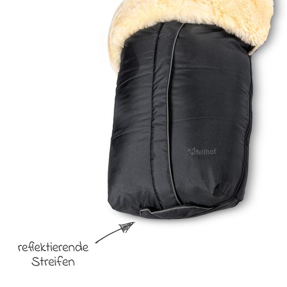 Fellhof Lammfell-Fußsack Cortina für Buggy, Sport- & Kinderwagen - Schwarz