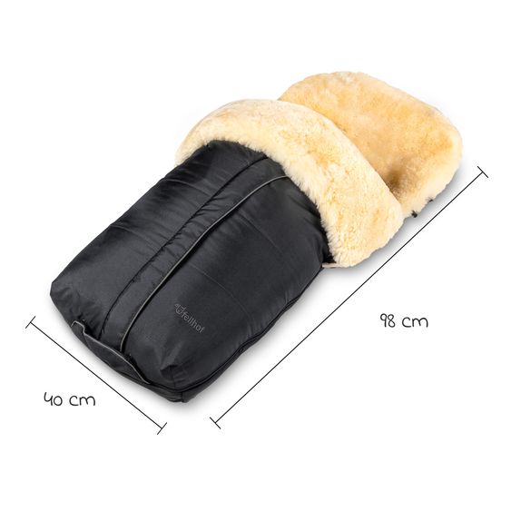 Fellhof Lammfell-Fußsack Cortina für Buggy, Sport- & Kinderwagen - Schwarz