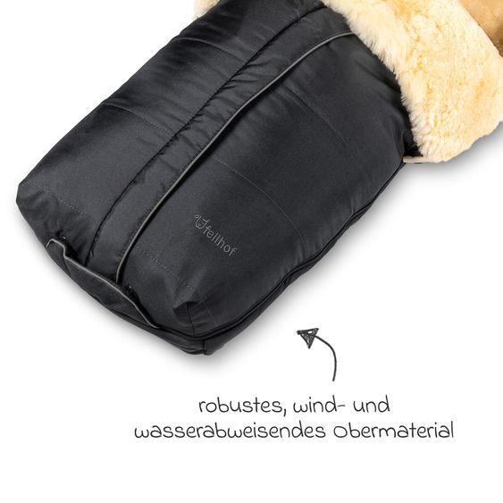 Fellhof Lammfell-Fußsack Cortina für Buggy, Sport- & Kinderwagen - Schwarz