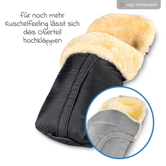 Fellhof Lammfell-Fußsack Cortina für Buggy, Sport- & Kinderwagen - Schwarz