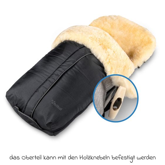 Fellhof Lammfell-Fußsack Cortina für Buggy, Sport- & Kinderwagen - Schwarz