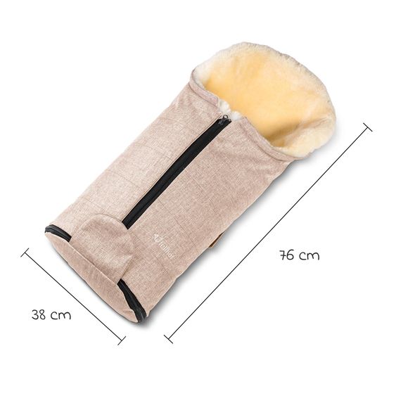 Fellhof Gastein lambskin footmuff for infant car seats & carrycots - Beige Melange