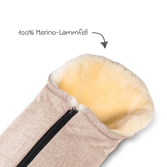 Fellhof Gastein lambskin footmuff for infant car seats & carrycots - Beige Melange