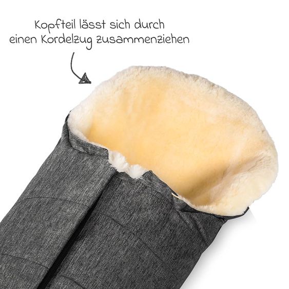 Fellhof Lammfell-Fußsack Gastein für Babyschalen & Babywannen - Graphite Melange