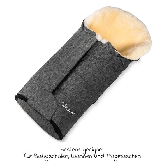 Fellhof Lammfell-Fußsack Gastein für Babyschalen & Babywannen - Graphite Melange