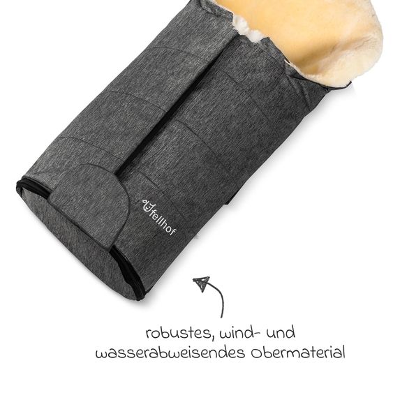 Fellhof Lammfell-Fußsack Gastein für Babyschalen & Babywannen - Graphite Melange