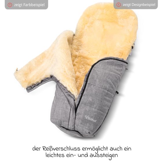 Fellhof Lammfell-Fußsack Gastein für Babyschalen & Babywannen - Graphite Melange