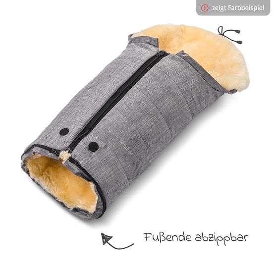 Fellhof Lammfell-Fußsack Gastein für Babyschalen & Babywannen - Graphite Melange