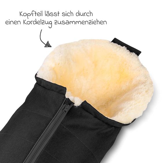 Fellhof Lammfell-Fußsack Gastein für Babyschalen & Babywannen - Schwarz