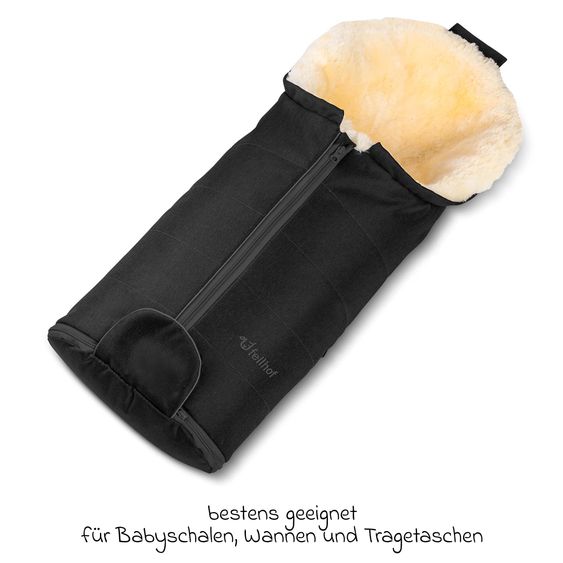 Fellhof Lammfell-Fußsack Gastein für Babyschalen & Babywannen - Schwarz