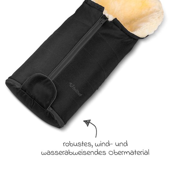 Fellhof Lammfell-Fußsack Gastein für Babyschalen & Babywannen - Schwarz