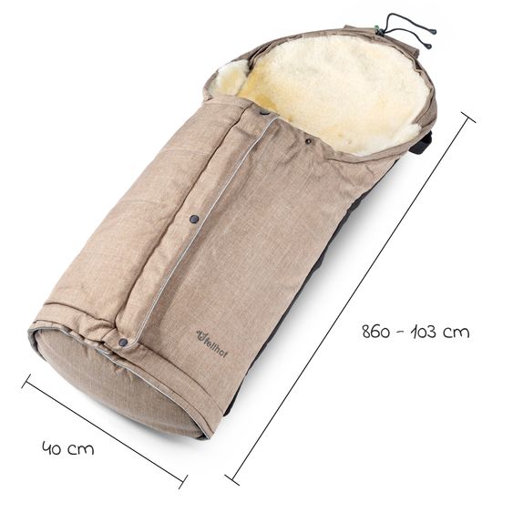 Fellhof Lammfell-Fußsack Hochsölden für Buggy, Sport- & Kinderwagen - Beige Melange