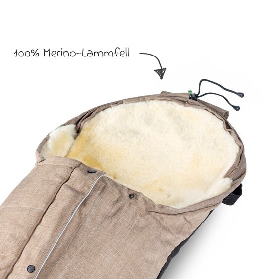 Fellhof Lammfell-Fußsack Hochsölden für Buggy, Sport- & Kinderwagen - Beige Melange