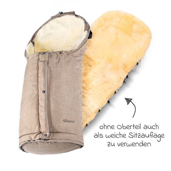 Fellhof Lammfell-Fußsack Hochsölden für Buggy, Sport- & Kinderwagen - Beige Melange