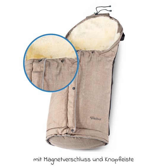 Fellhof Lammfell-Fußsack Hochsölden für Buggy, Sport- & Kinderwagen - Beige Melange