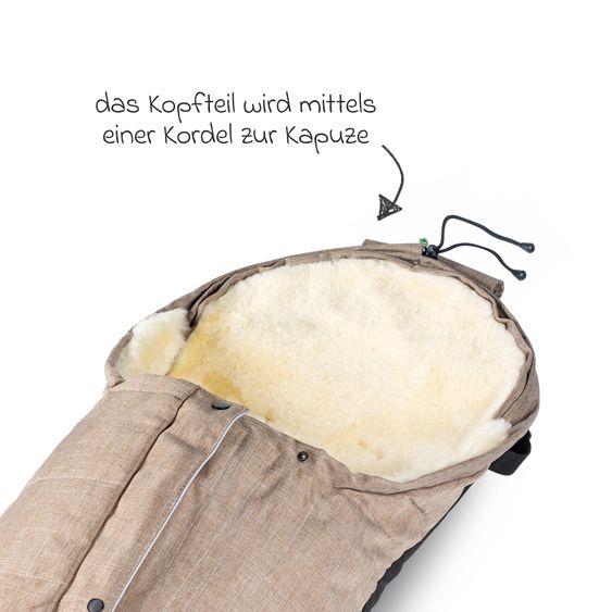 Fellhof Lammfell-Fußsack Hochsölden für Buggy, Sport- & Kinderwagen - Beige Melange