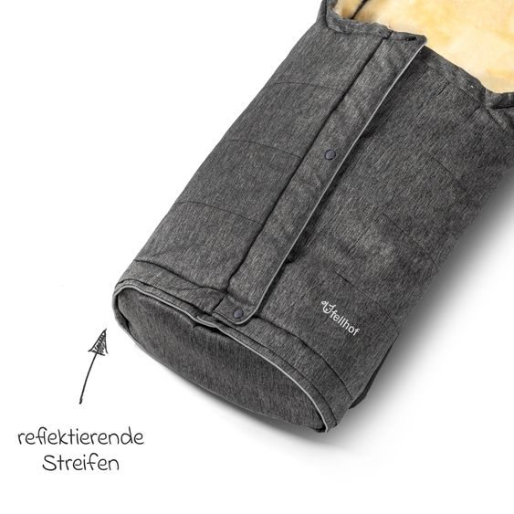 Fellhof Lammfell-Fußsack Hochsölden für Buggy, Sport- & Kinderwagen - Graphite Melange
