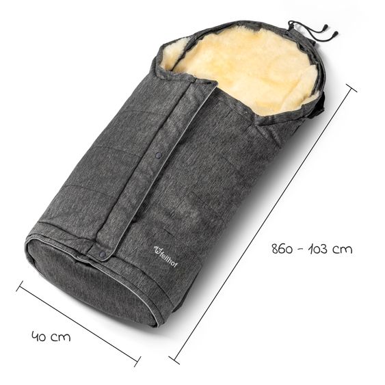Fellhof Lammfell-Fußsack Hochsölden für Buggy, Sport- & Kinderwagen - Graphite Melange