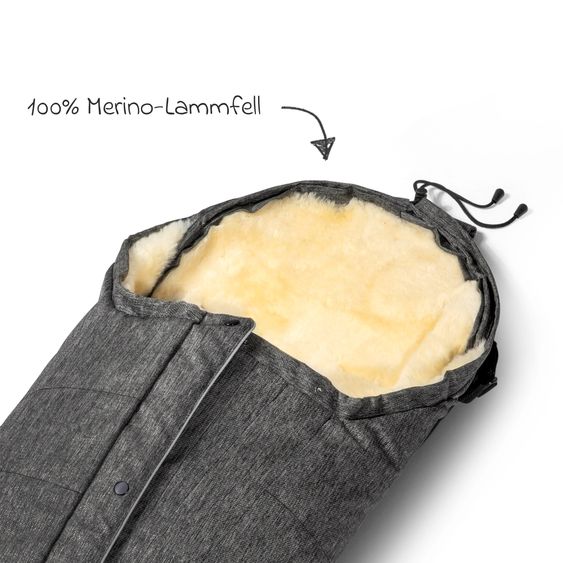 Fellhof Lammfell-Fußsack Hochsölden für Buggy, Sport- & Kinderwagen - Graphite Melange