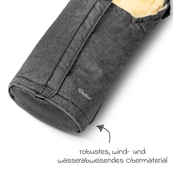 Fellhof Lammfell-Fußsack Hochsölden für Buggy, Sport- & Kinderwagen - Graphite Melange
