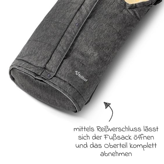 Fellhof Lammfell-Fußsack Hochsölden für Buggy, Sport- & Kinderwagen - Graphite Melange